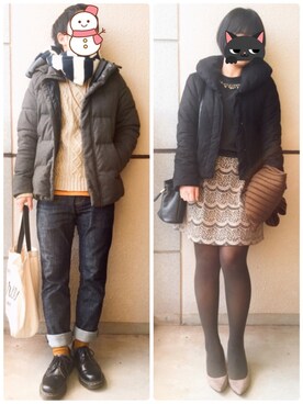 「GU（ジーユー）のアイテム（パンプス）」を使った、tommyさん（メンズ・159cm）の冬コーディネート