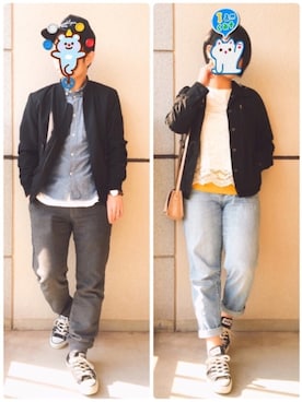 「LOWRYS FARM（ローリーズファーム）のアイテム（ブルゾン）」を使った、tommyさん（メンズ・159cm）の春コーディネート