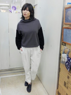 「Rccat（アールシーキャット）のアイテム（シューズ）」を使った、紅い実穂波店 Rccatさん（レディース・158cm）の冬コーディネート