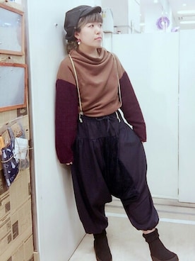 「Rccat（アールシーキャット）のアイテム（シューズ）」を使った、紅い実穂波店 Rccatさん（レディース・153cm）の冬コーディネート