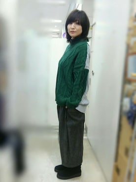 「Rccat（アールシーキャット）のアイテム（シューズ）」を使った、紅い実穂波店 Rccatさん（レディース・158cm）の冬コーディネート