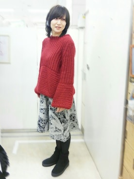 「Rccat（アールシーキャット）のアイテム（シューズ）」を使った、紅い実穂波店 Rccatさん（レディース・158cm）の冬コーディネート