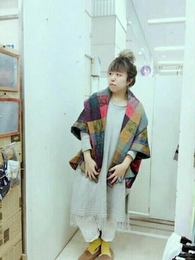 「くつした」｜「アイテム（その他アウター）」を使った、紅い実穂波店 Rccatさん（レディース・153cm）の冬コーディネート