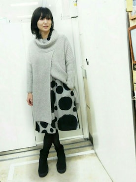 「Rccat（アールシーキャット）のアイテム（シューズ）」を使った、紅い実穂波店 Rccatさん（レディース・158cm）の冬コーディネート