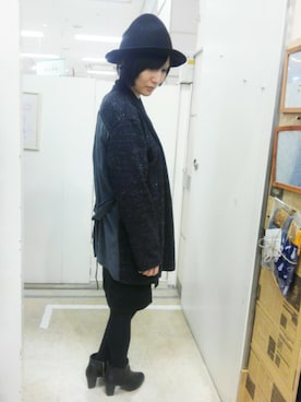 「Rccat（アールシーキャット）のアイテム（帽子）」を使った、紅い実穂波店 Rccatさん（レディース・158cm）の冬コーディネート