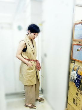 「Rccat（アールシーキャット）のアイテム（シューズ）」を使った、紅い実穂波店 Rccatさん（レディース・158cm）の夏コーディネート