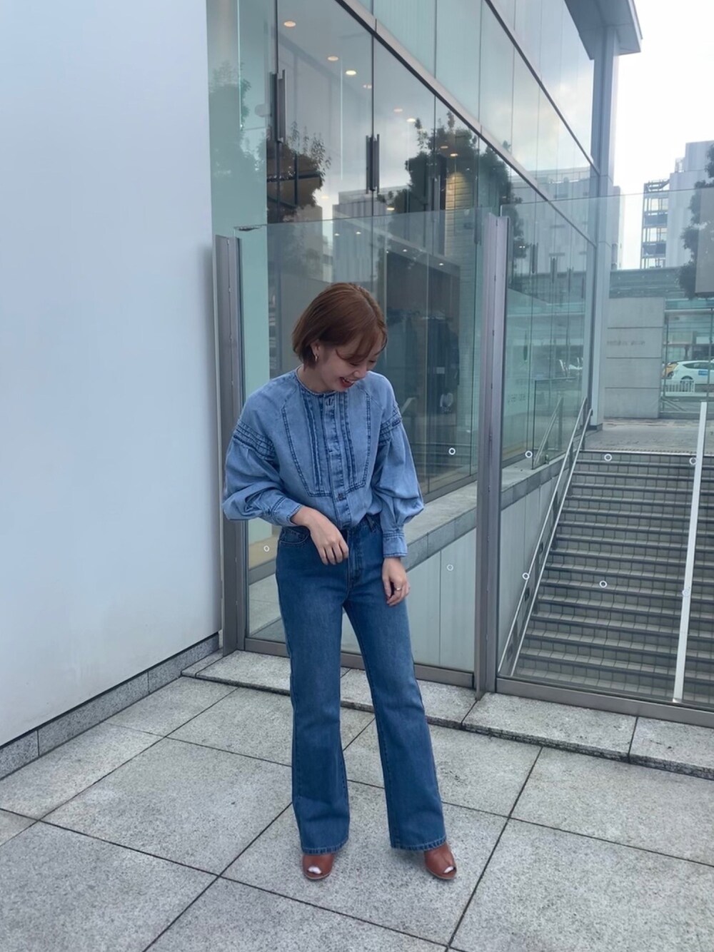 「きれいめカジュアル、デニム、ootd」｜「FIL DE FERの11.5ozデニム スリムフレアパンツ（デニムパンツ、ブルー系）」を使った、sawa.さん（レディース・158cm）の夏コーディネートの1枚目の写真