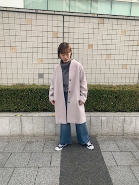 「淡色」｜「アイテム（その他アウター）」を使った、sawa.さん（レディース・160cm）の冬コーディネート