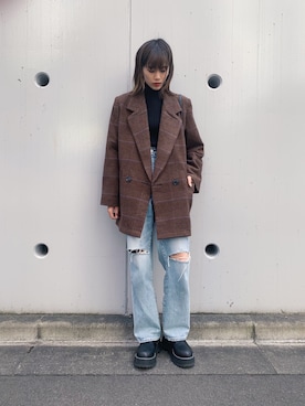 「MOUSSY（マウジー）のアイテム（テーラードジャケット）」を使った、chiekoさん（レディース・165cm）の秋コーディネート