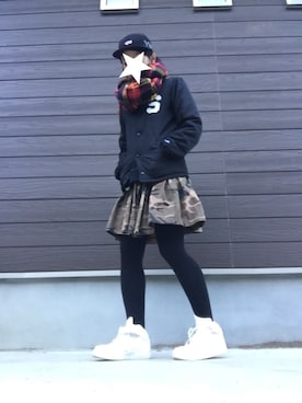 「STUSSY（ステューシー）のアイテム（ブルゾン）」を使った、キウイ🥝さん（レディース・156cm）の冬コーディネート