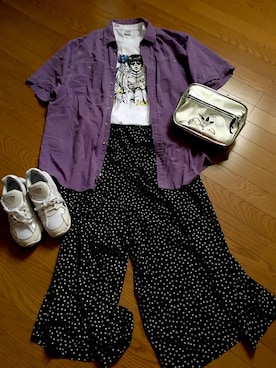 「アイテム（バックパック/リュック、シルバー系）」を使った、mikaさん（レディース・157cm）の夏コーディネート