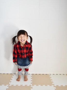 「アイテム（スカート）」を使った、t𓇼mさん（キッズ・80cm）の春コーディネート