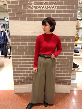「テチチ(Te chichi)」｜「アイテム（ハンチング/ベレー帽）」を使った、techichi横浜ポルタ店さん（レディース・154cm）の秋コーディネート