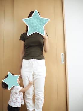 「UNIQLO（ユニクロ）のスーピマコットンリブクルーネックT（半袖）（Tシャツ/カットソー、グリーン系）」を使った、riri(*^^*)さん（レディース）の秋コーディネート