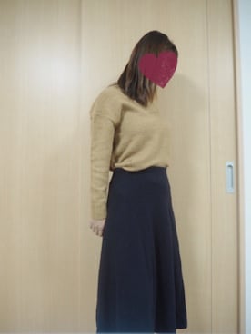 「Green　Parks（グリーンパークス）のカラフルVネックニットプルオーバー（ニット/セーター、ベージュ系）」を使った、riri(*^^*)さん（レディース）の秋コーディネート