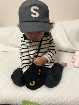 「しまむら（シマムラ）のりんご入れてるよ（Tシャツ/カットソー、ホワイト系）」を使った、riri(*^^*)さん（レディース）の秋コーディネート