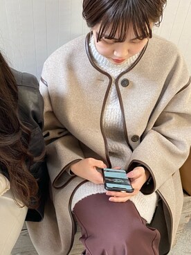 「Kastane」｜「アイテム（ノーカラーコート）」を使った、mさん（レディース・163cm）の春コーディネート