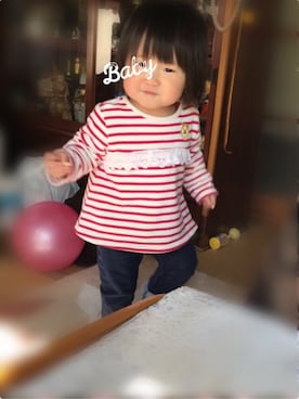 「1歳3ヶ月」｜「アイテム（スウェット）」を使った、aiさん（キッズ・80cm）の冬コーディネート