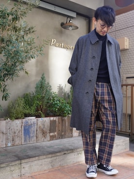 「アイテム（ステンカラーコート）」を使った、tpfashionさん（メンズ・174cm・30代）の冬コーディネート
