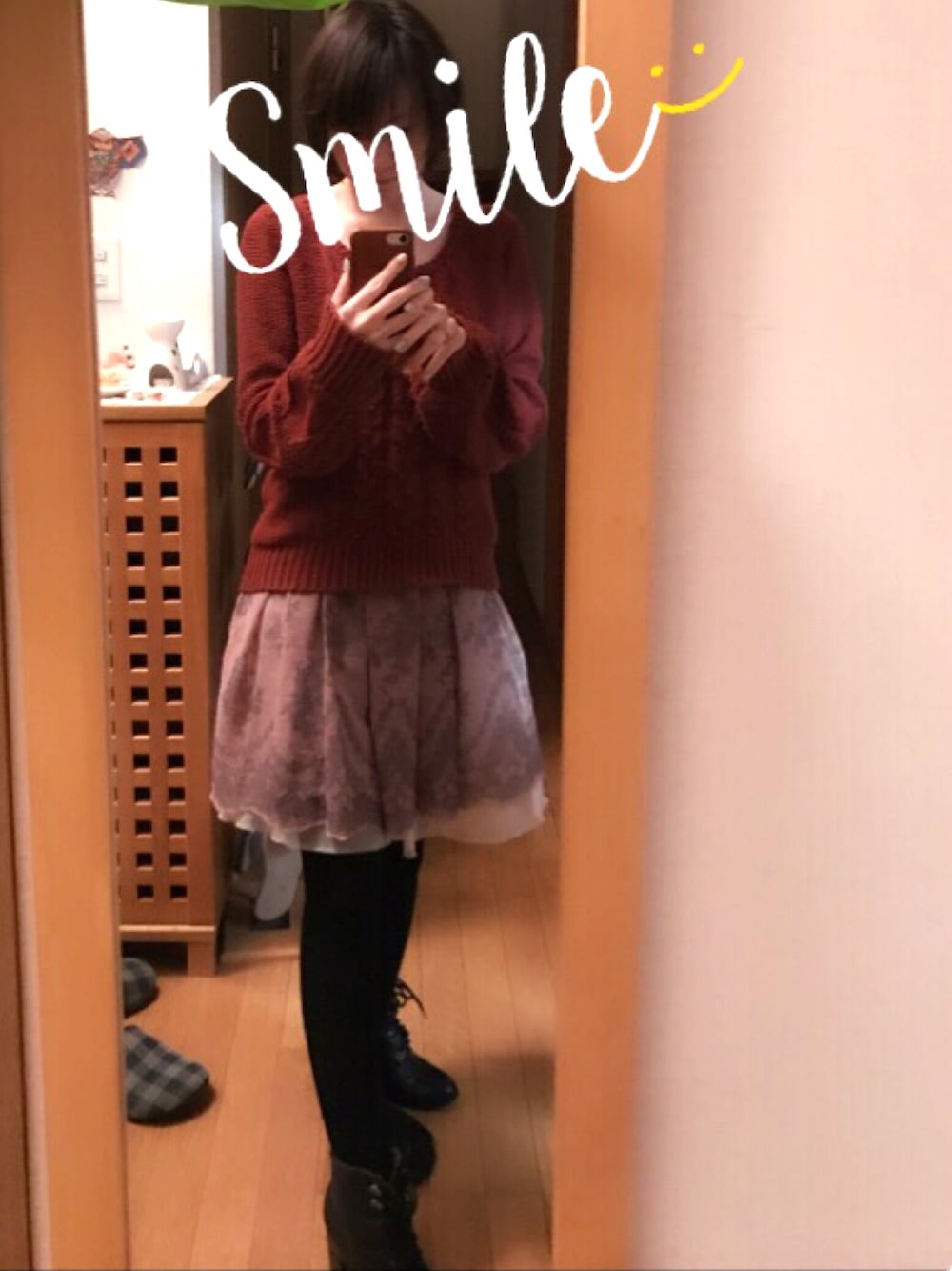 「大人かわいい」｜「JILL STUARTのアイテム（スカート、ピンク系）」を使った、myuchiさん（レディース・156cm）の冬コーディネートの1枚目の写真