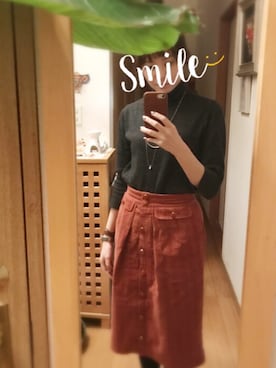 「オレンジスカート」｜myuchiさん（レディース・156cm）の冬コーディネート