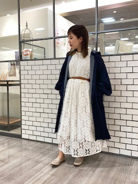 「レースワンピース」｜「アイテム（その他アウター）」を使った、shooojiさん（レディース・150cm）の春コーディネート