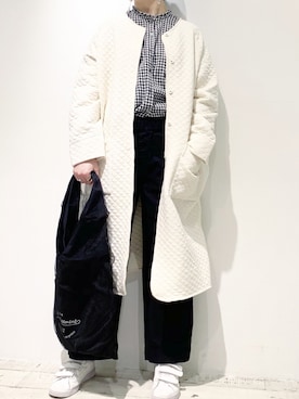 「PUAL CE CIN（ピュアルセシン）のアイテム（ノーカラーコート）」を使った、suzuさん（レディース・166cm）の冬コーディネート