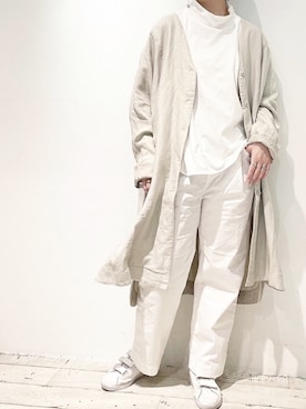 「PUAL CE CIN（ピュアルセシン）のアイテム（ノーカラーコート）」を使った、suzuさん（レディース・166cm）の春コーディネート