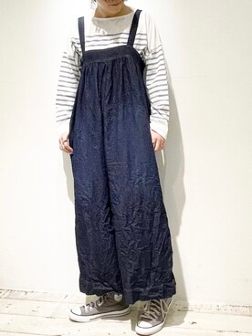 「PUAL CE CIN（ピュアルセシン）のアイテム（サロペット/オーバーオール）」を使った、suzuさん（レディース・167cm）の春コーディネート