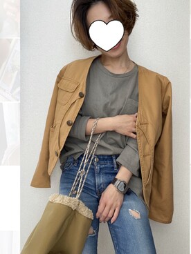 「Ungrid（アングリッド）のフレイドヘムストスリ（デニムパンツ）」を使った、𝙻𝚒.☺︎✓さん（レディース・149cm）の春コーディネート