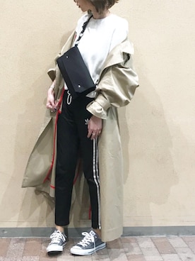 「袖ボリューム」｜「アイテム（トレンチコート）」を使った、gさん（レディース・168cm）の春コーディネート