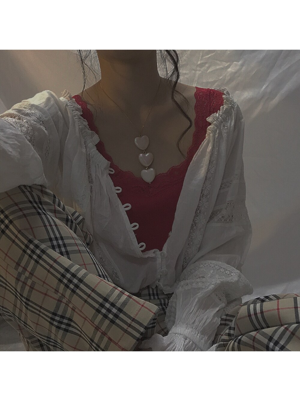 「春コーデ、ootd、nice claup、Another Edition、fashion」｜「Another Editionのレースコンビブラウス ◆（シャツ/ブラウス、ホワイト系）」を使った、牙牙さん（レディース・164cm）の春コーディネートの1枚目の写真