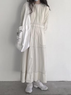 「日系极简」｜「アイテム（モッズコート）」を使った、牙牙さん（レディース・164cm）の秋コーディネート
