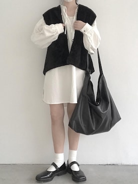 「日系极简」｜「アイテム（その他アウター）」を使った、牙牙さん（レディース・164cm）の秋コーディネート