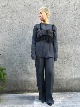 「G.V.G.V.（ジーヴィージーヴィー）のアイテム（パンツ）」を使った、FUJIMOTO AYAさん（レディース・160cm）の冬コーディネート