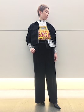 「G.V.G.V.（ジーヴィージーヴィー）のアイテム（パンツ）」を使った、FUJIMOTO AYAさん（レディース・160cm）の秋コーディネート