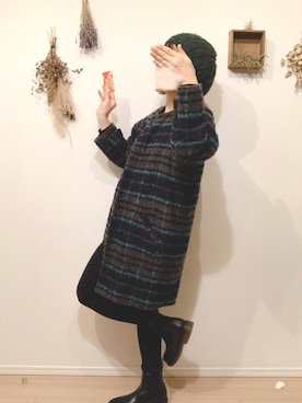 「note et silence （ノートエシロンス）のアイテム（ノーカラージャケット）」を使った、ぽんちゃっくさん（レディース・155cm）の冬コーディネート