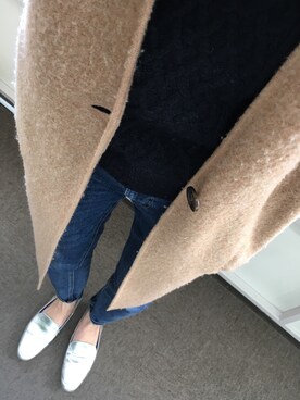 「シルバーシューズ」｜「アイテム（チェスターコート）」を使った、rinzuさん（レディース・165cm）の冬コーディネート