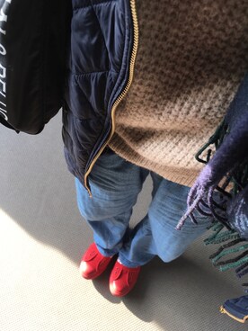 「ワッフル」｜「アイテム（ダウンジャケット/コート）」を使った、rinzuさん（レディース・166cm）の冬コーディネート