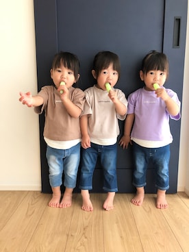 「７分丈パンツ」｜tnaさん（キッズ・80cm）の夏コーディネート
