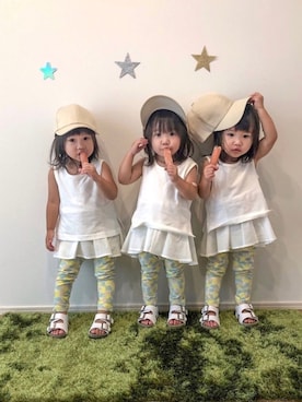 「no brand（ノーブランド）のアイテム（サンダル）」を使った、tnaさん（キッズ・80cm）の夏コーディネート