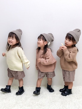 「アイテム（ブーツ）」を使った、tnaさん（キッズ・80cm）の秋コーディネート