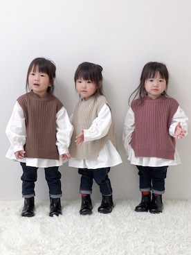 「アイテム（ブーツ）」を使った、tnaさん（キッズ・80cm）の秋コーディネート