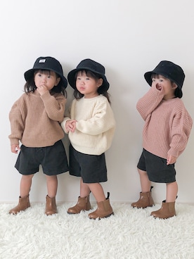 「アイテム（ブーツ）」を使った、tnaさん（キッズ・80cm）の秋コーディネート