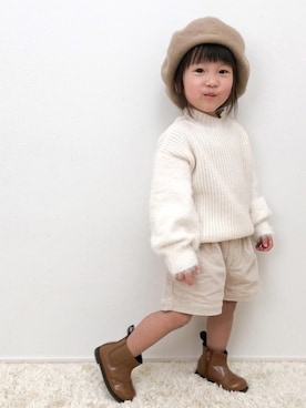 「アイテム（ブーツ）」を使った、tnaさん（キッズ・80cm）の冬コーディネート