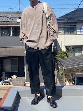 「glabella（グラベラ）のスプリットレザー（牛床革） Uチップ オックスフォード シューズ（ドレスシューズ）」を使った、シロクマさん（メンズ・184cm）の春コーディネート