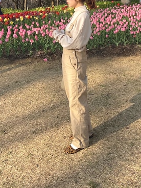 「GU（ジーユー）のアイテム（サロペット/オーバーオール）」を使った、suzuさん（レディース・157cm）の春コーディネート