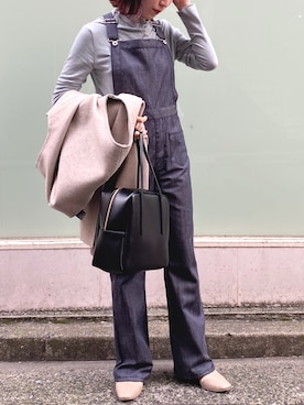 「Omekashi（オメカシ）のアイテム（オールインワン・サロペット）」を使った、suzuさん（レディース・157cm）の冬コーディネート