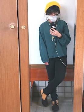 「niko and...（ニコアンド）のオリジナルカラーベレー【niko and ...】（ハンチング/ベレー帽）」を使った、せんさん（レディース・146cm）の秋コーディネート