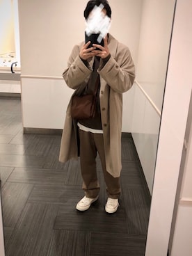 「リドム」｜「アイテム（ステンカラーコート）」を使った、yu_さん（メンズ・174cm）の秋コーディネート